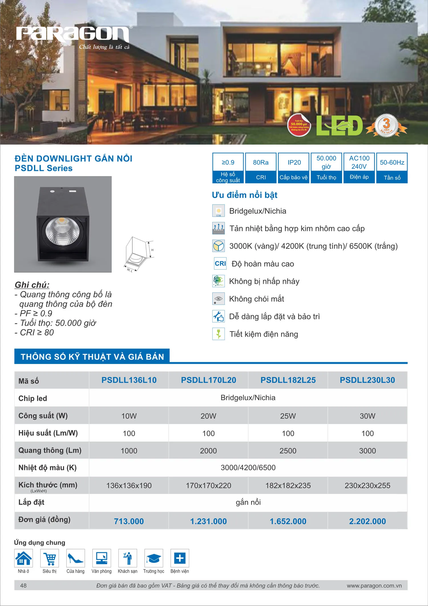 Catalogue Bảng Giá Đèn Led PARAGON 2025 - Trang 49)