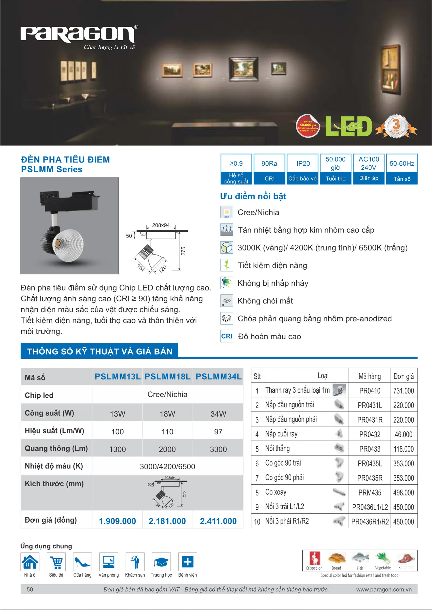 Catalogue Bảng Giá Đèn Led PARAGON 2025 - Trang 51)