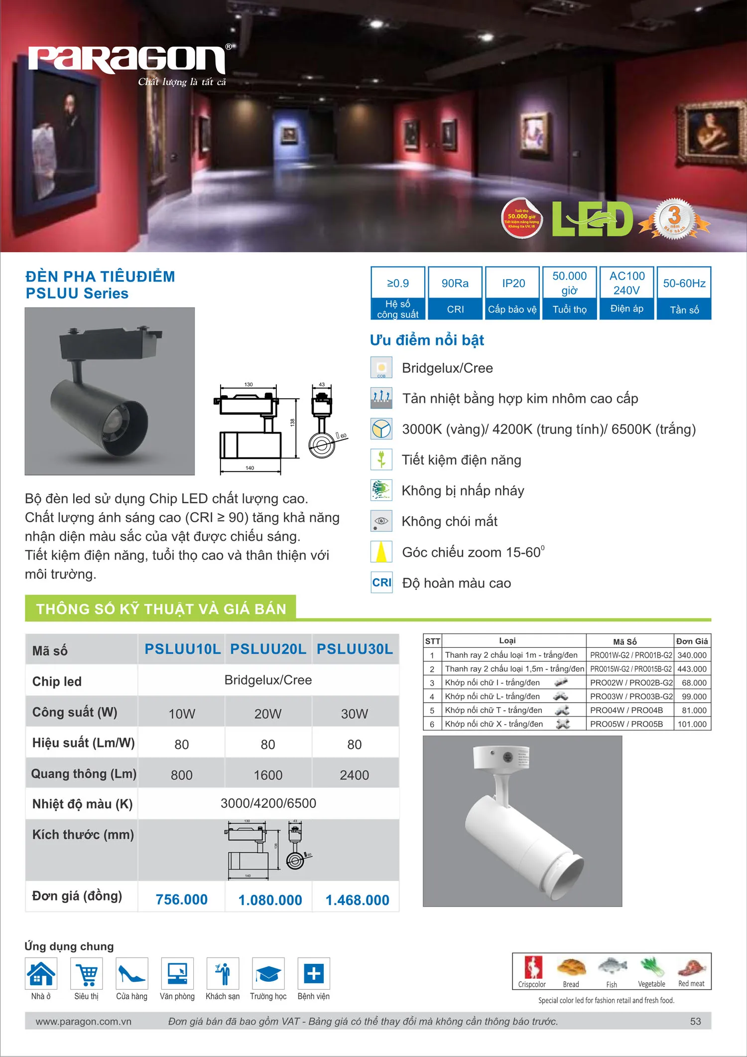 Catalogue Bảng Giá Đèn Led PARAGON 2025 - Trang 54)