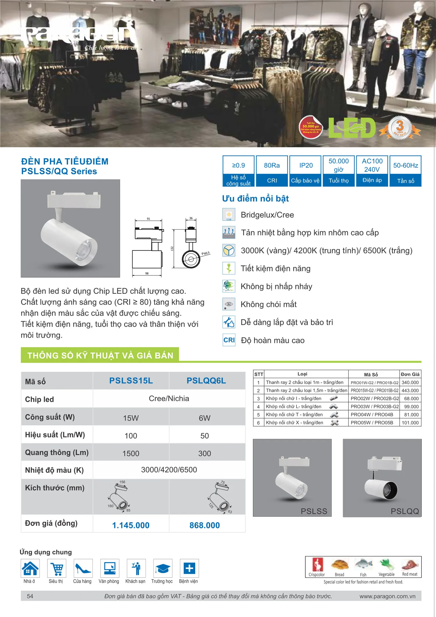 Catalogue Bảng Giá Đèn Led PARAGON 2025 - Trang 55)