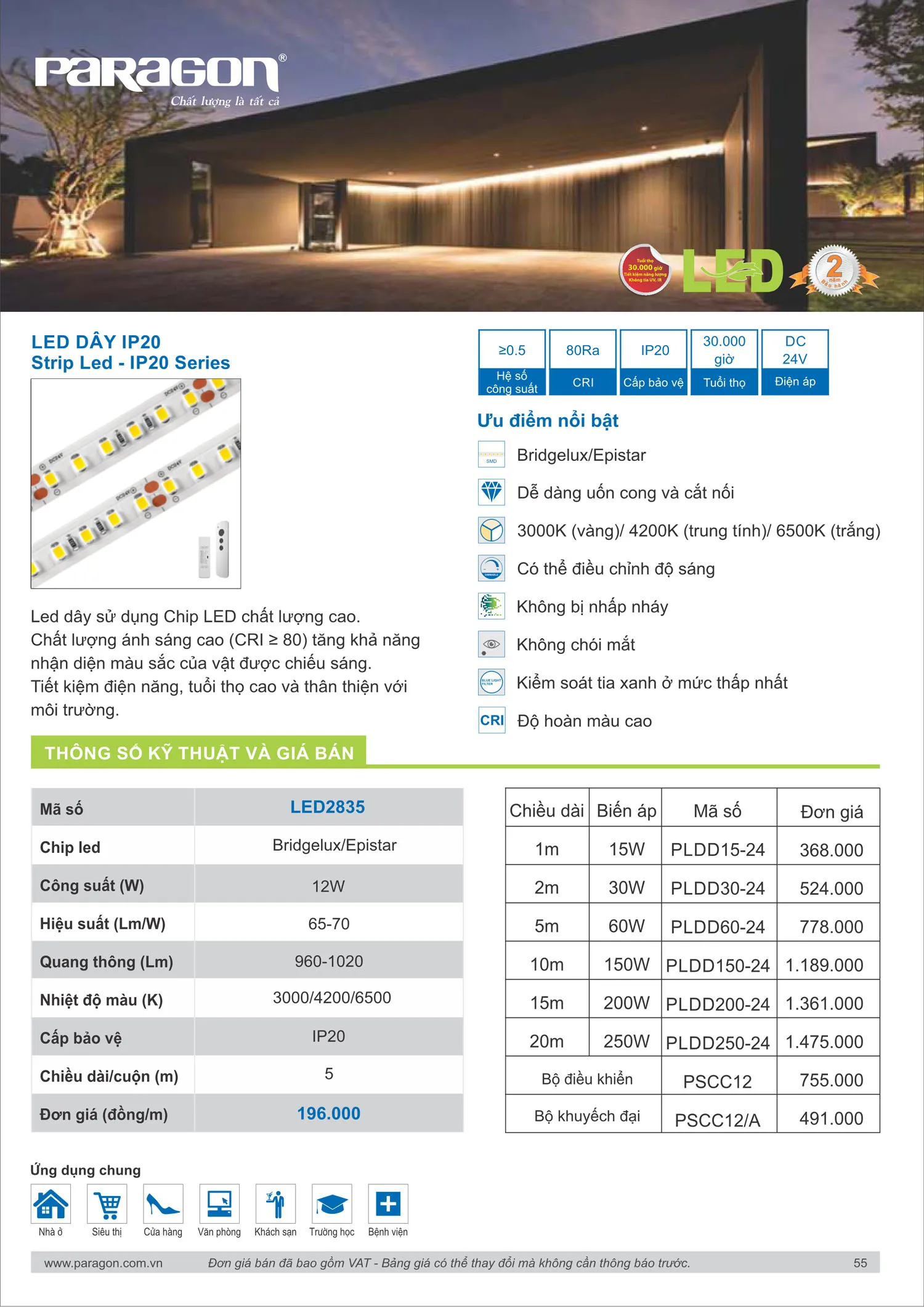Catalogue Bảng Giá Đèn Led PARAGON 2025 - Trang 56)