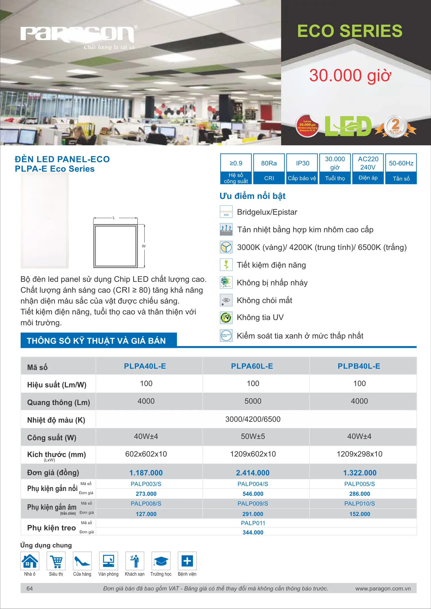Catalogue Bảng Giá Đèn Led PARAGON 2025 - Trang 65)