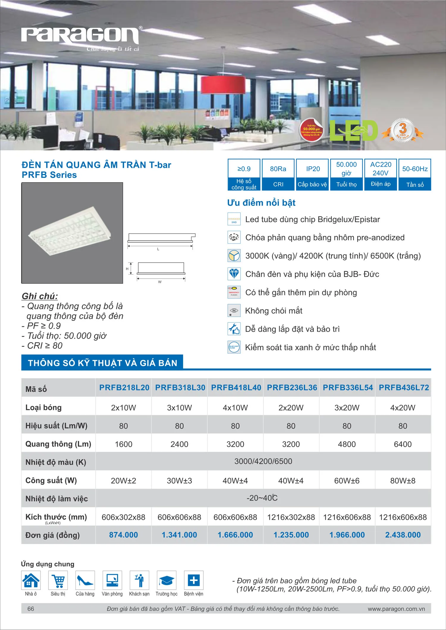 Catalogue Bảng Giá Đèn Led PARAGON 2025 - Trang 67)