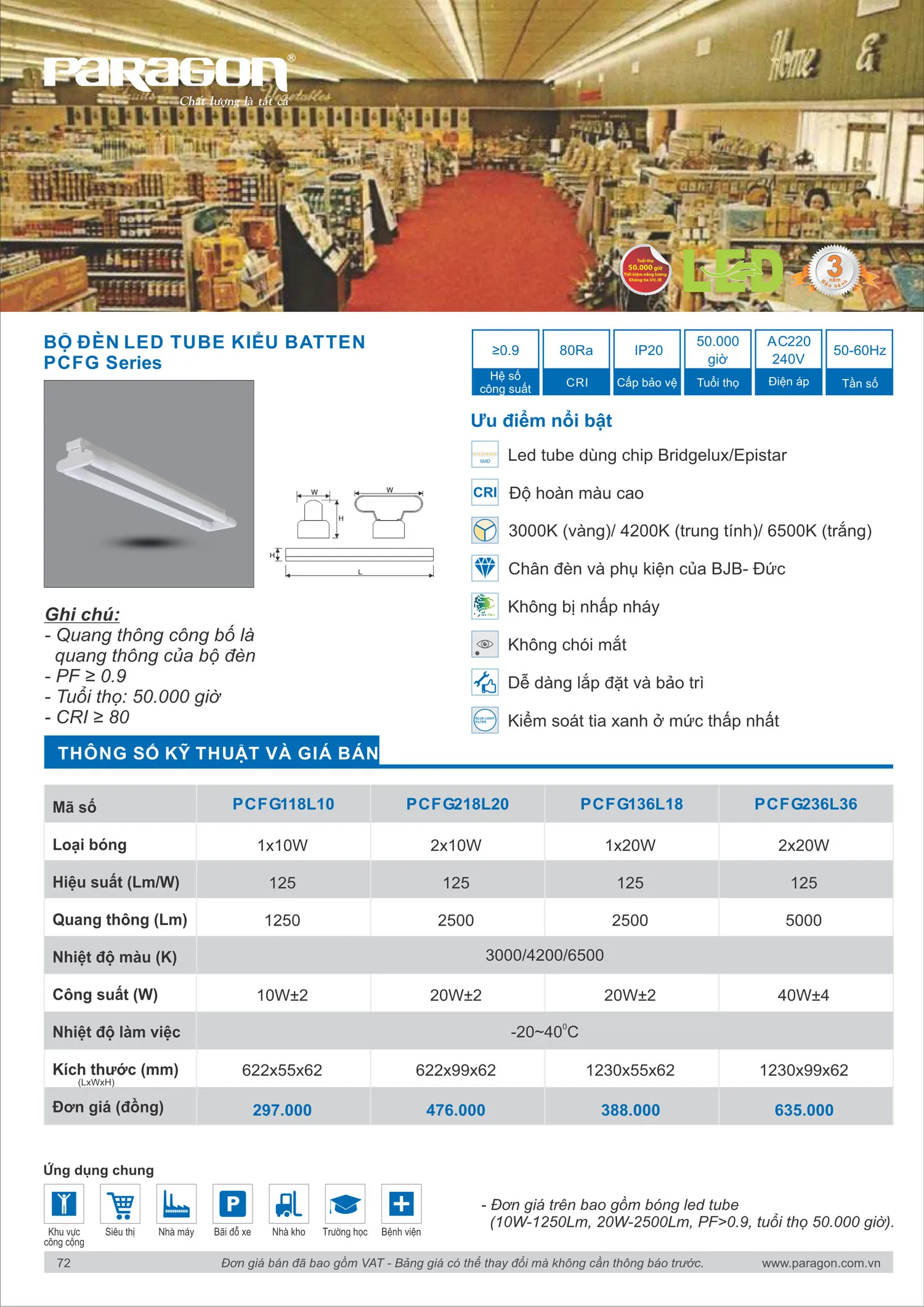Catalogue Bảng Giá Đèn Led PARAGON 2025 - Trang 73)