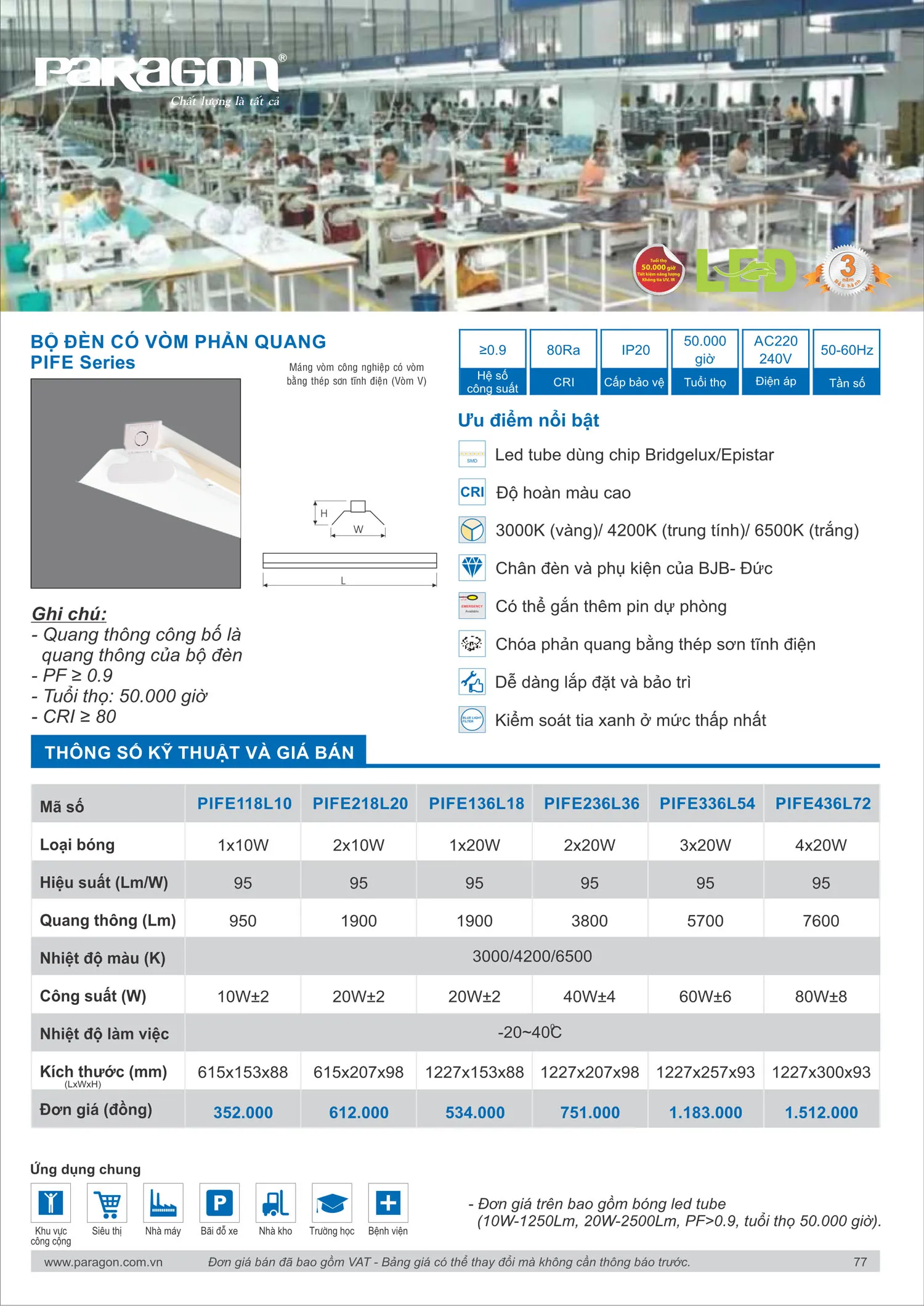 Catalogue Bảng Giá Đèn Led PARAGON 2025 - Trang 78)