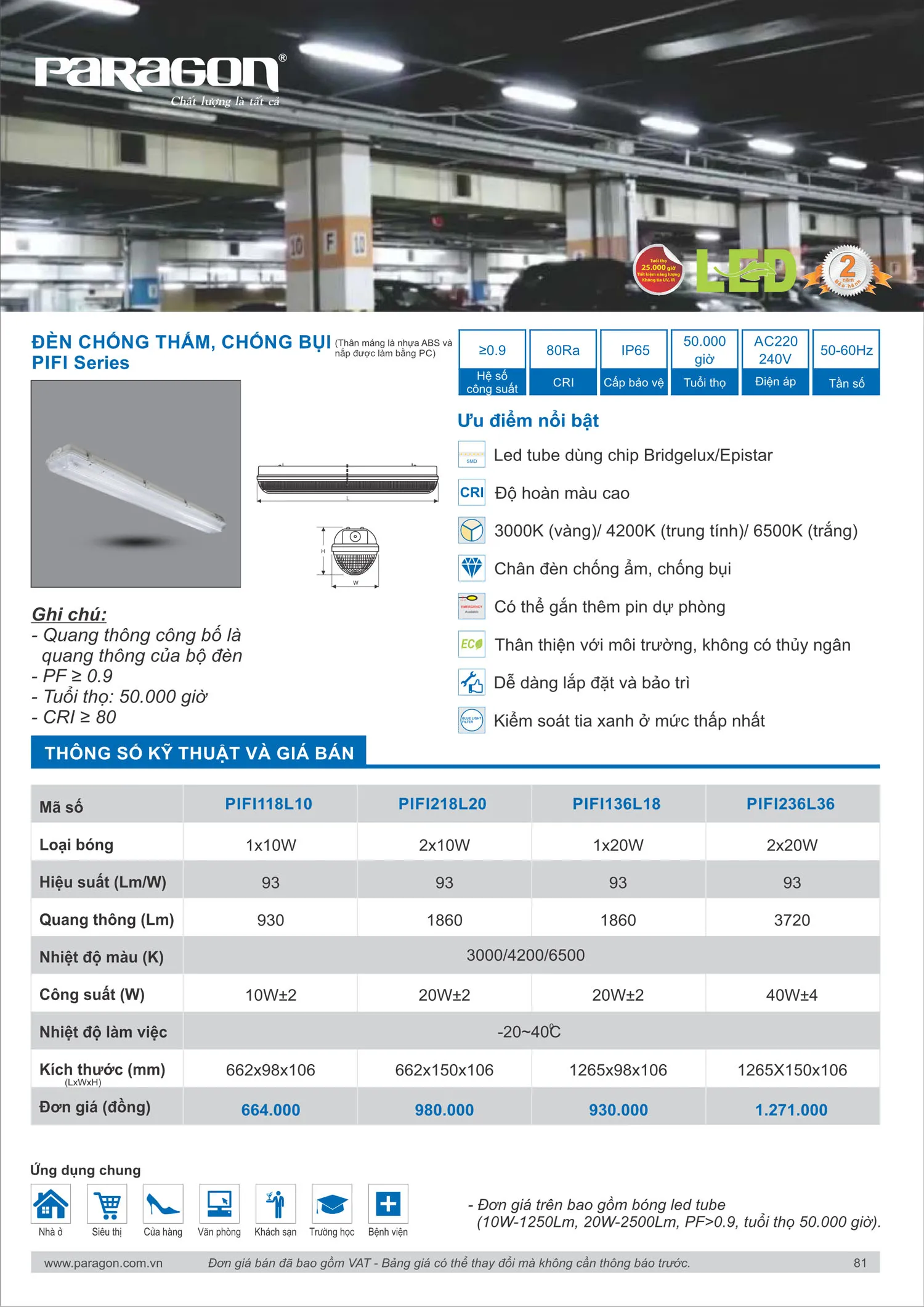 Catalogue Bảng Giá Đèn Led PARAGON 2025 - Trang 82)