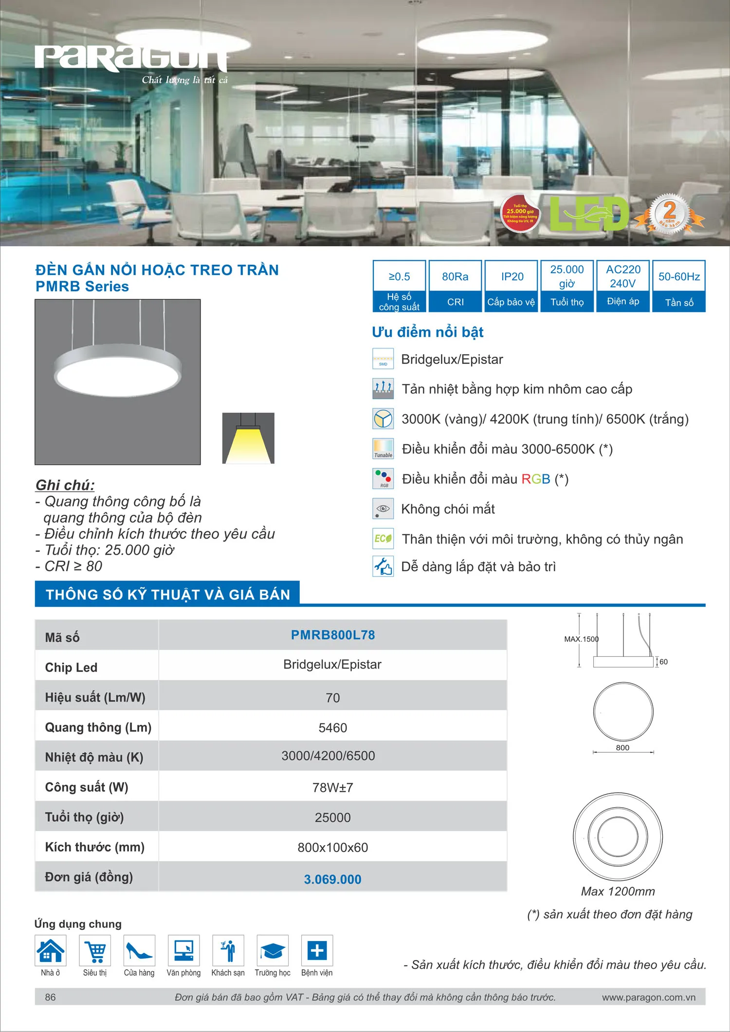 Catalogue Bảng Giá Đèn Led PARAGON 2025 - Trang 87)
