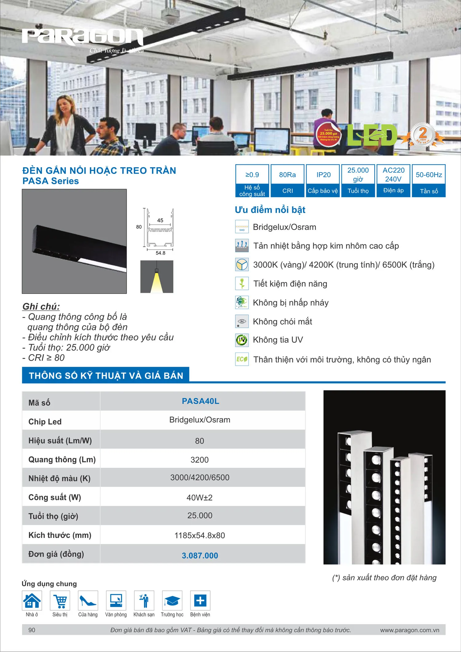 Catalogue Bảng Giá Đèn Led PARAGON 2025 - Trang 91)