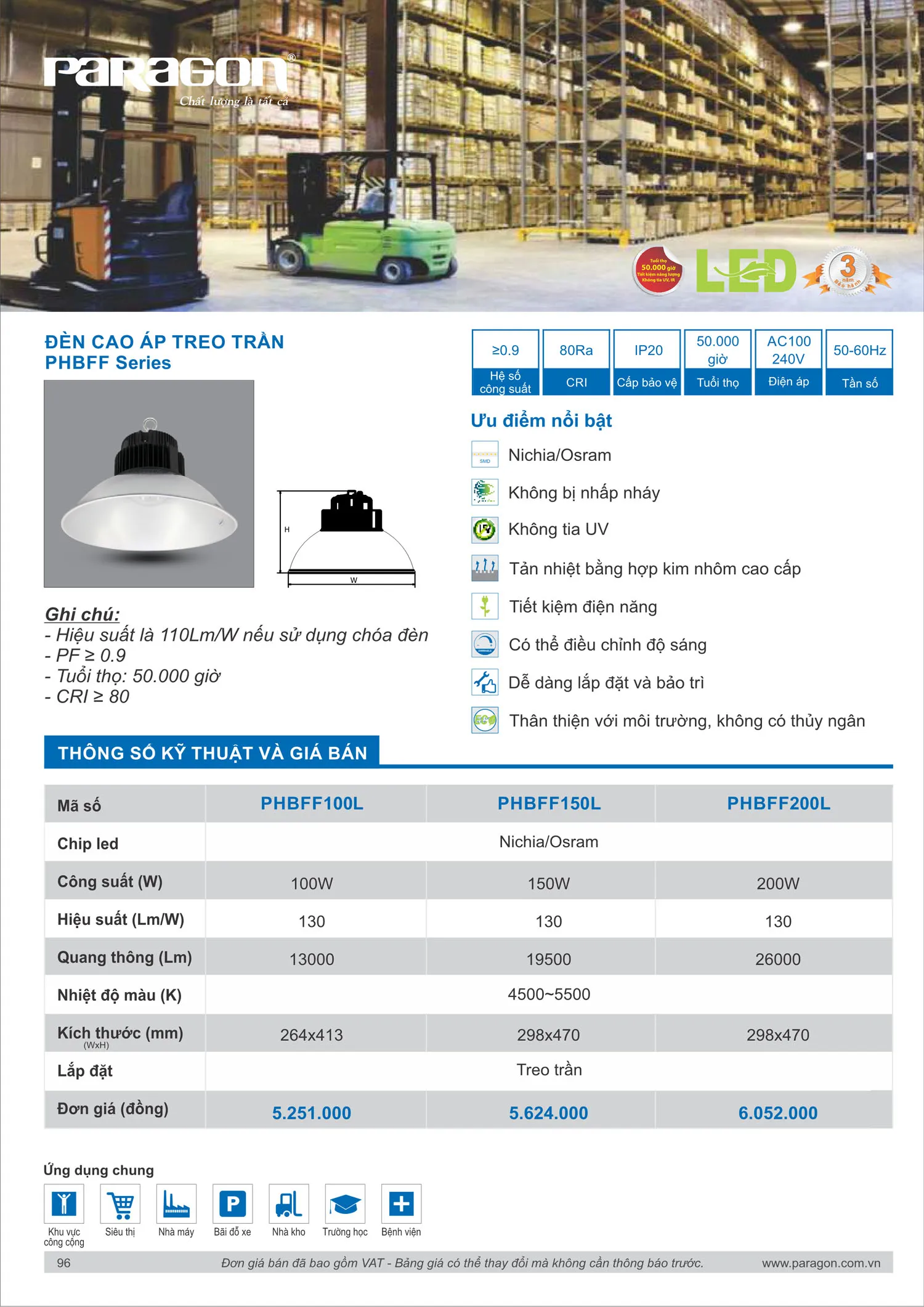 Catalogue Bảng Giá Đèn Led PARAGON 2025 - Trang 97)