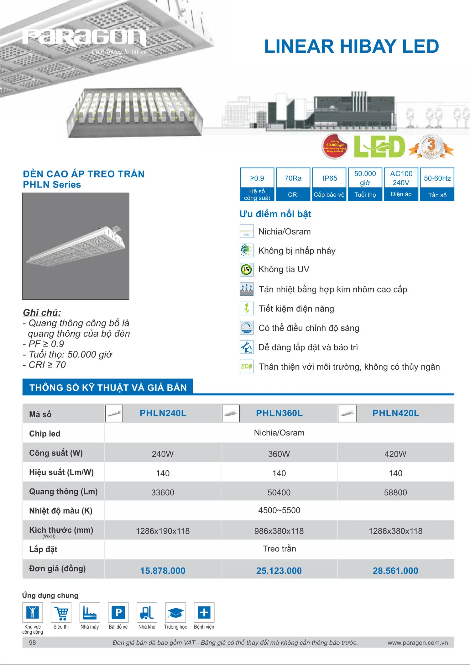 Catalogue Bảng Giá Đèn Led PARAGON 2025 - Trang 99)