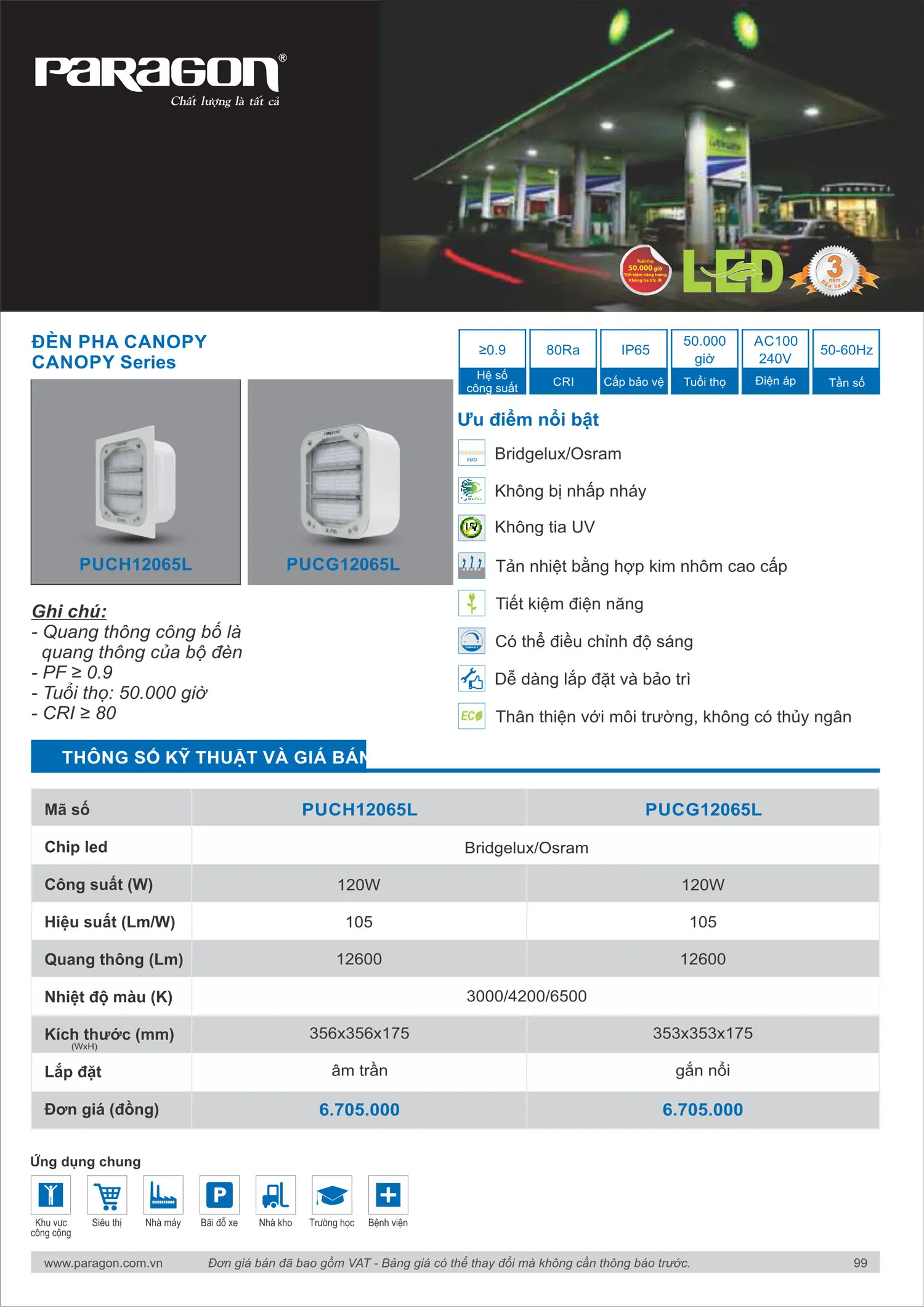 Catalogue Bảng Giá Đèn Led PARAGON 2025 - Trang 100)
