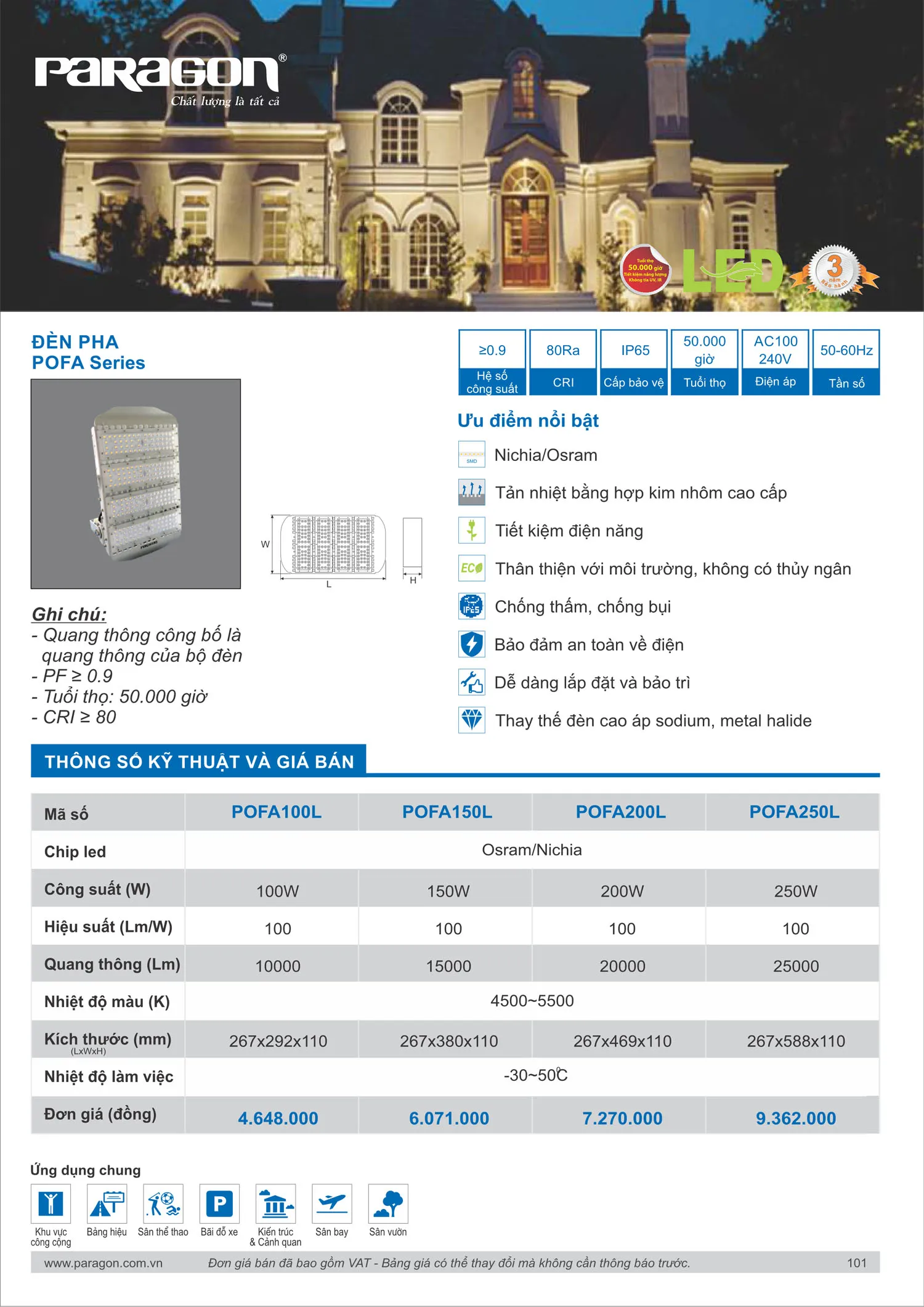 Catalogue Bảng Giá Đèn Led PARAGON 2025 - Trang 102)