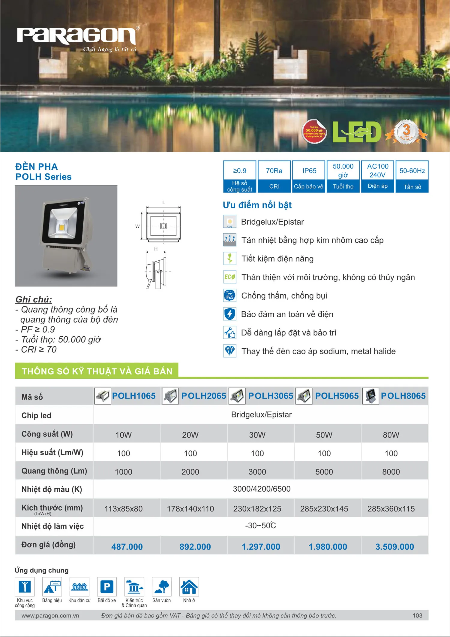 Catalogue Bảng Giá Đèn Led PARAGON 2025 - Trang 104)