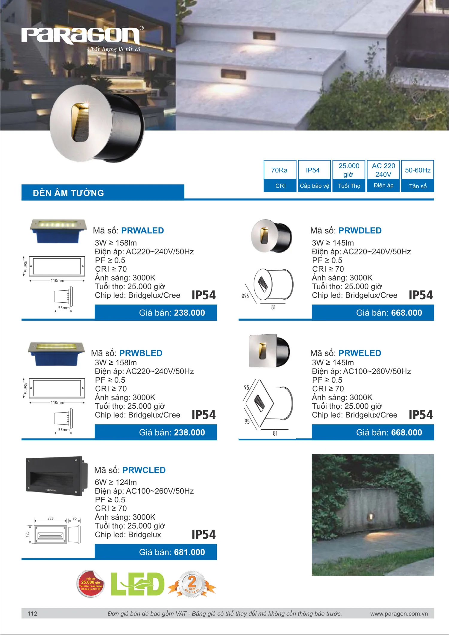 Catalogue Bảng Giá Đèn Led PARAGON 2025 - Trang 113)