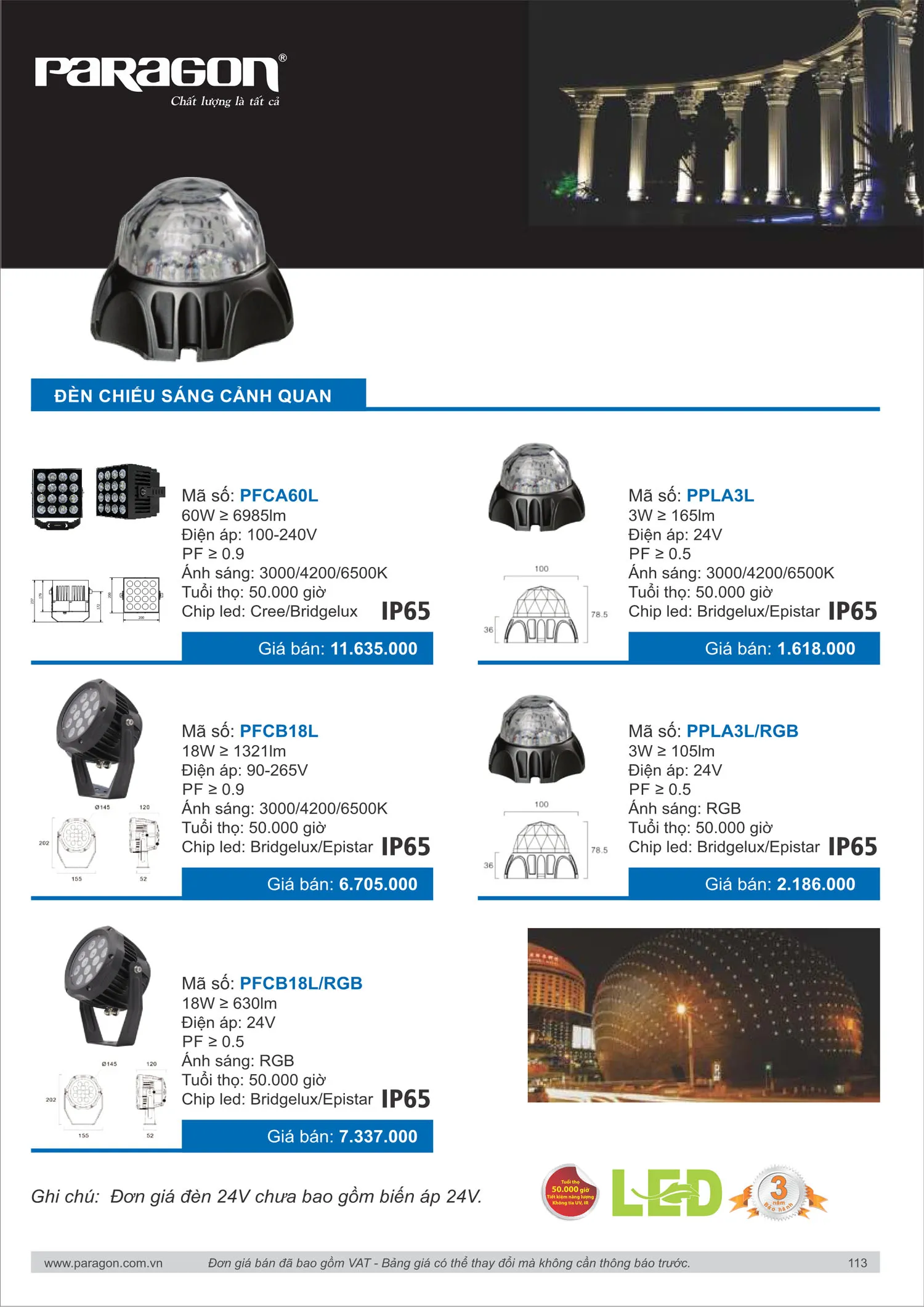 Catalogue Bảng Giá Đèn Led PARAGON 2025 - Trang 114)
