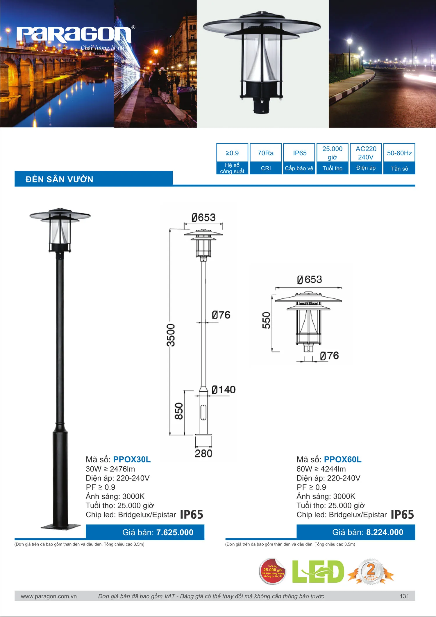 Catalogue Bảng Giá Đèn Led PARAGON 2025 - Trang 132)