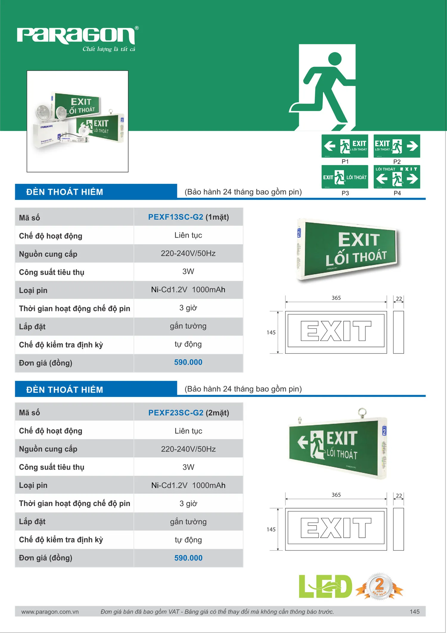 Catalogue Bảng Giá Đèn Led PARAGON 2025 - Trang 146)