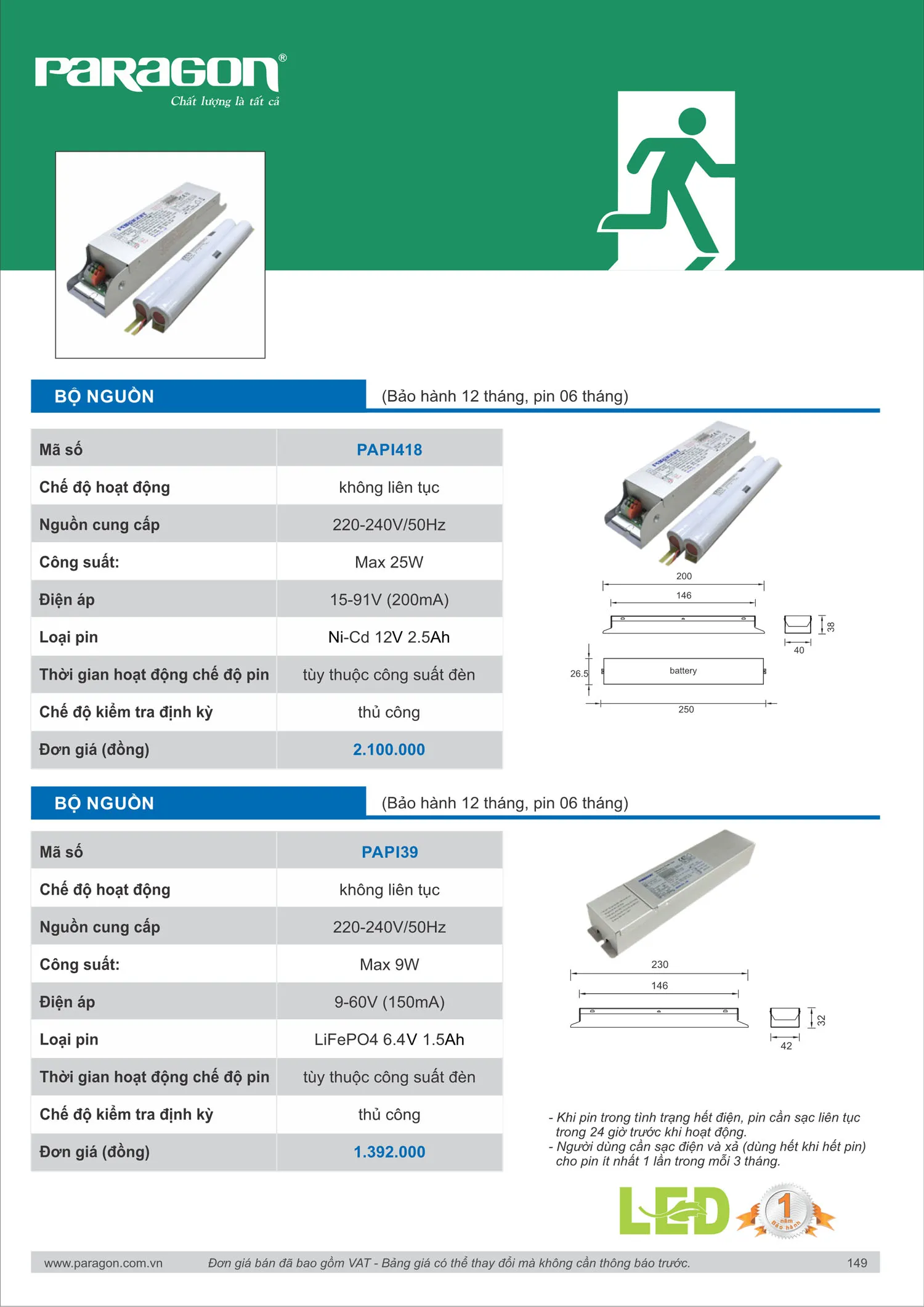 Catalogue Bảng Giá Đèn Led PARAGON 2025 - Trang 150)