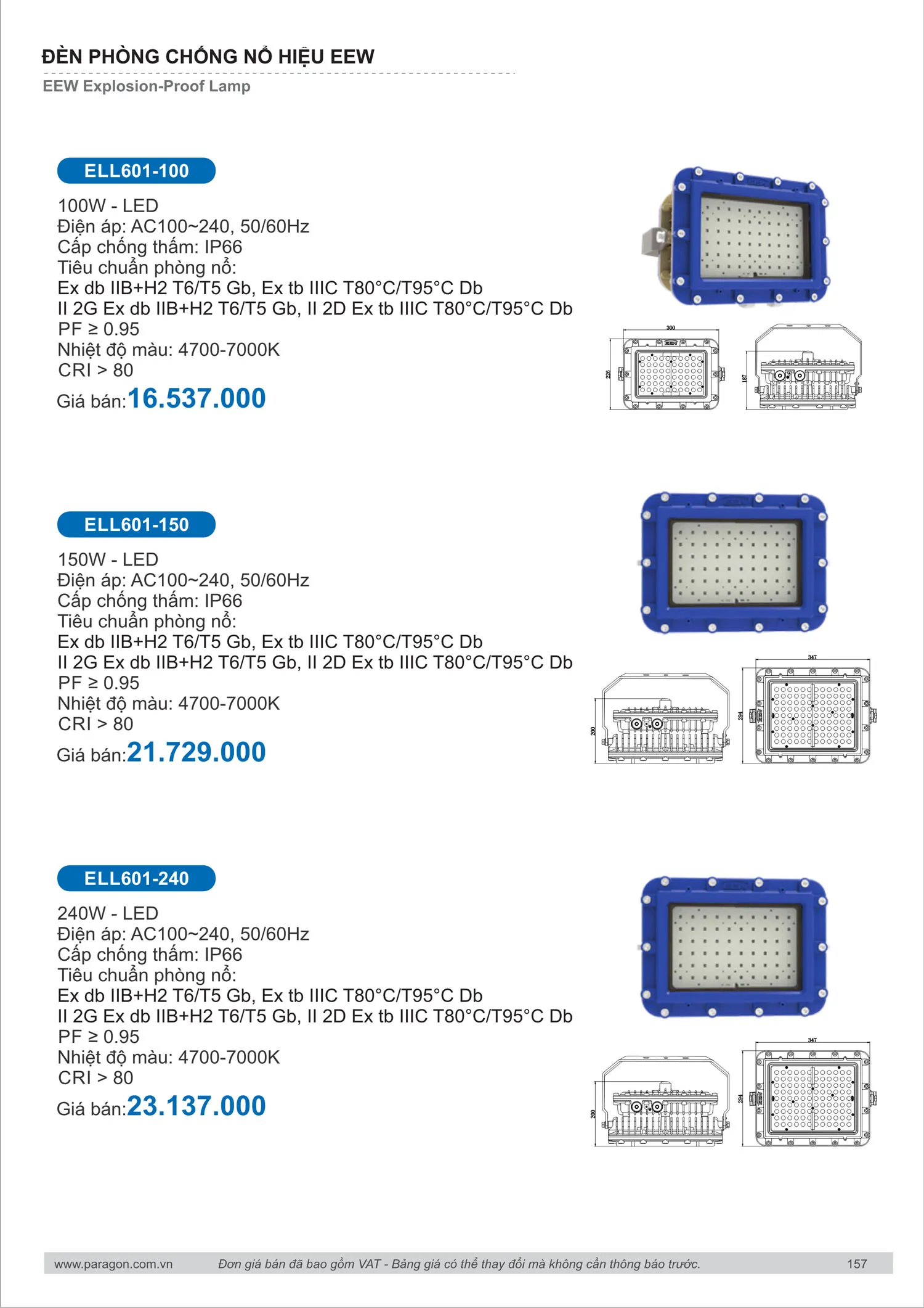 Catalogue Bảng Giá Đèn Led PARAGON 2025 - Trang 158)