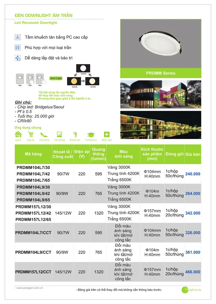 Bảng Giá Đèn Paragon Dân Dụng 2026 - Trang 6)