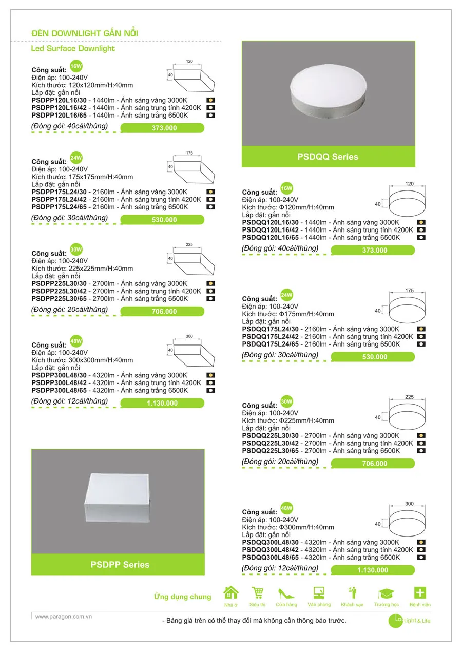 Bảng Giá Đèn Paragon Dân Dụng 2026 - Trang 15)