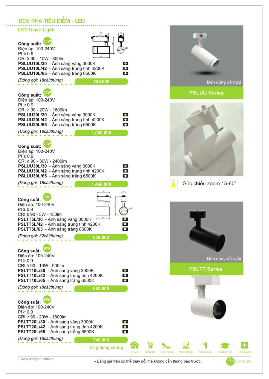 Bảng Giá Đèn Paragon Dân Dụng 2026 - Trang 18)