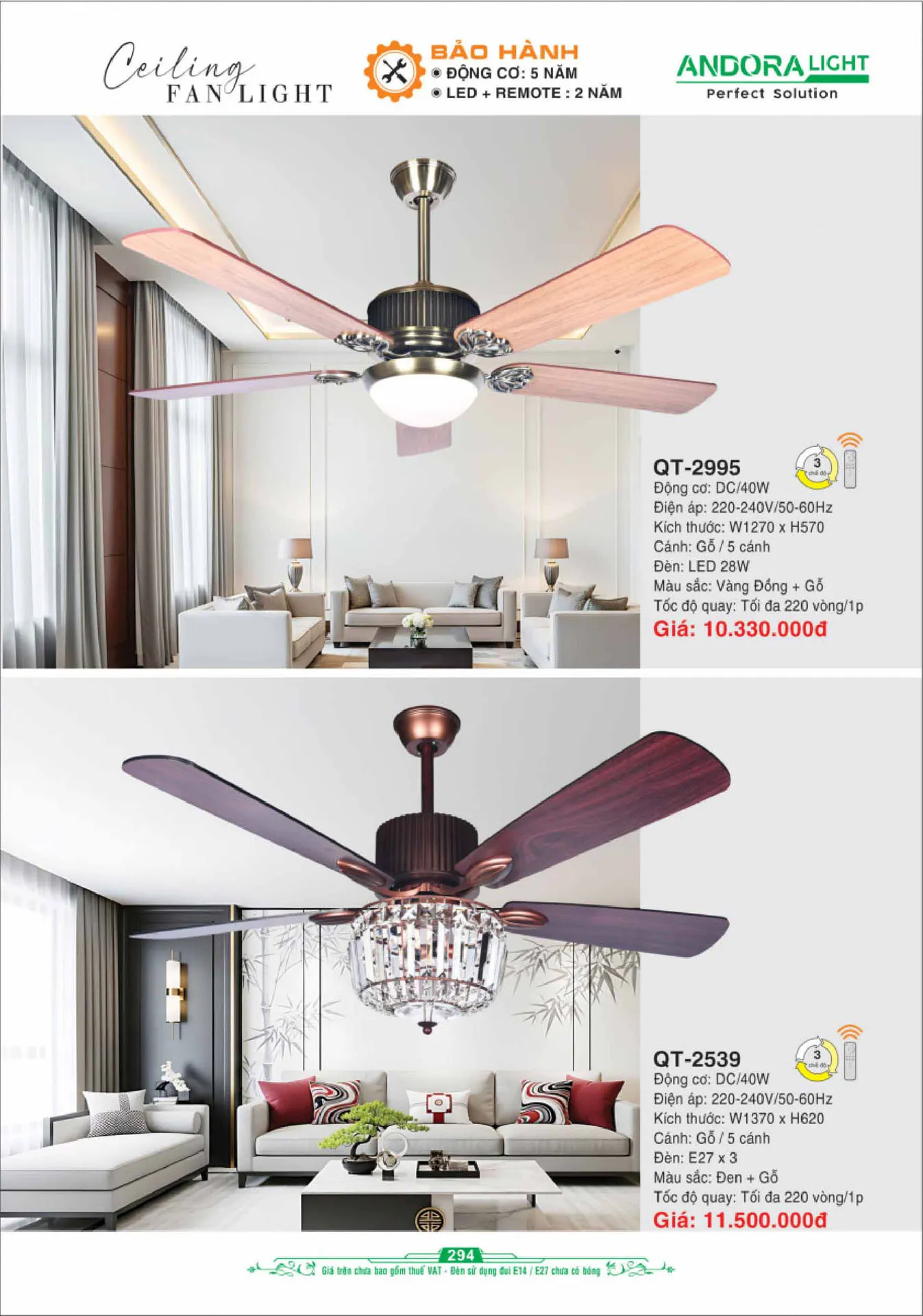 Tổng hợp Quạt đèn trang trí Andora mới nhất 2026 - Trang 2)