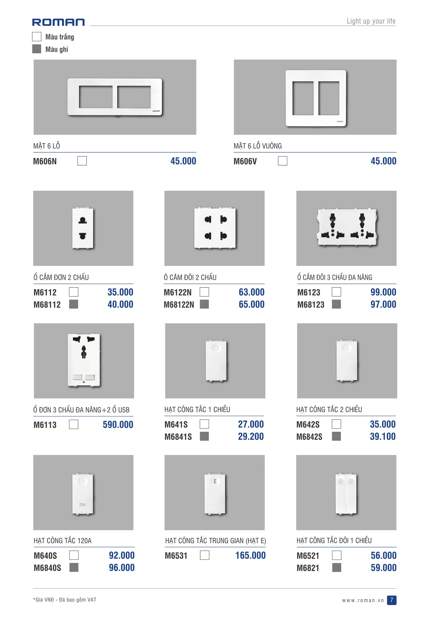 Catalogue Thiết Bị Điện ROMAN 2025 - Trang 7)
