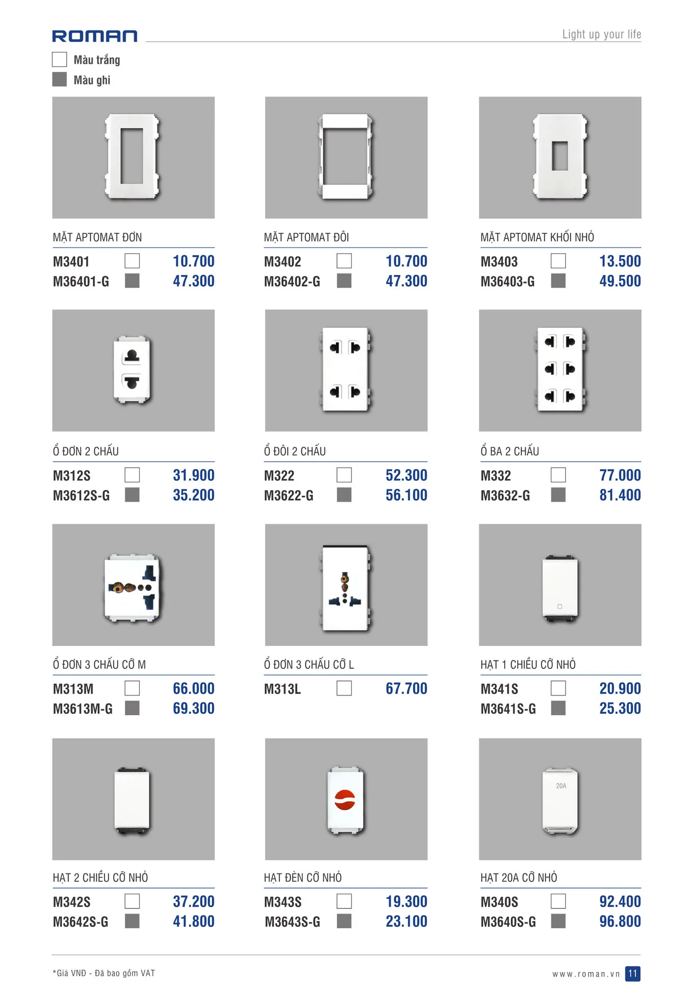 Catalogue Thiết Bị Điện ROMAN 2025 - Trang 11)