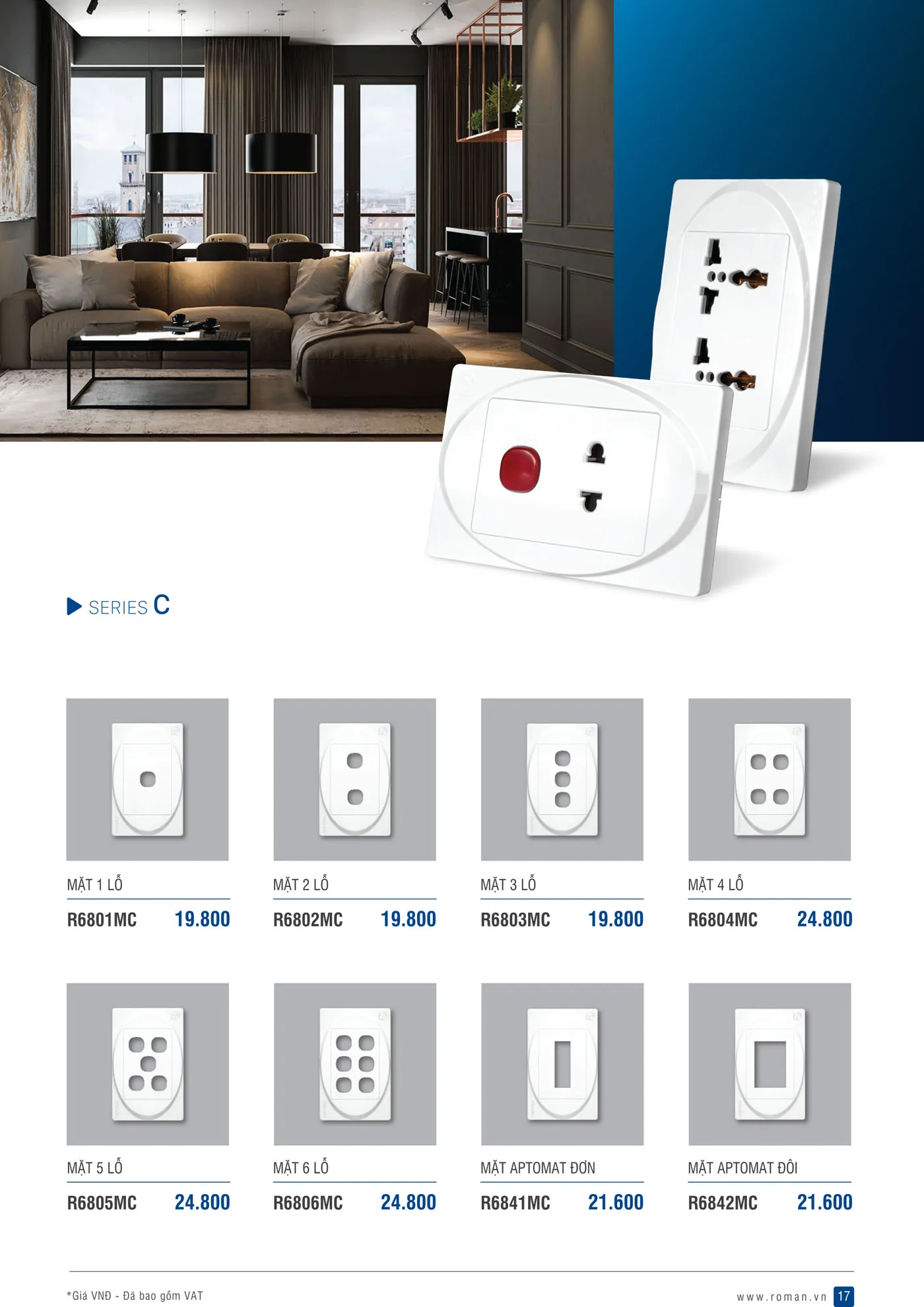 Catalogue Thiết Bị Điện ROMAN 2025 - Trang 17)