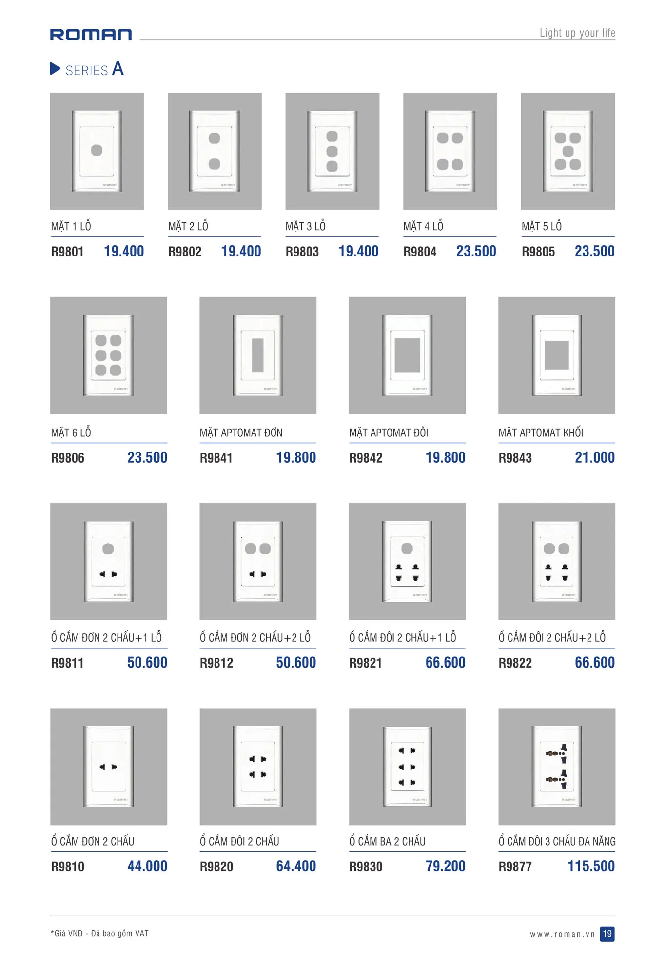 Catalogue Thiết Bị Điện ROMAN 2025 - Trang 19)
