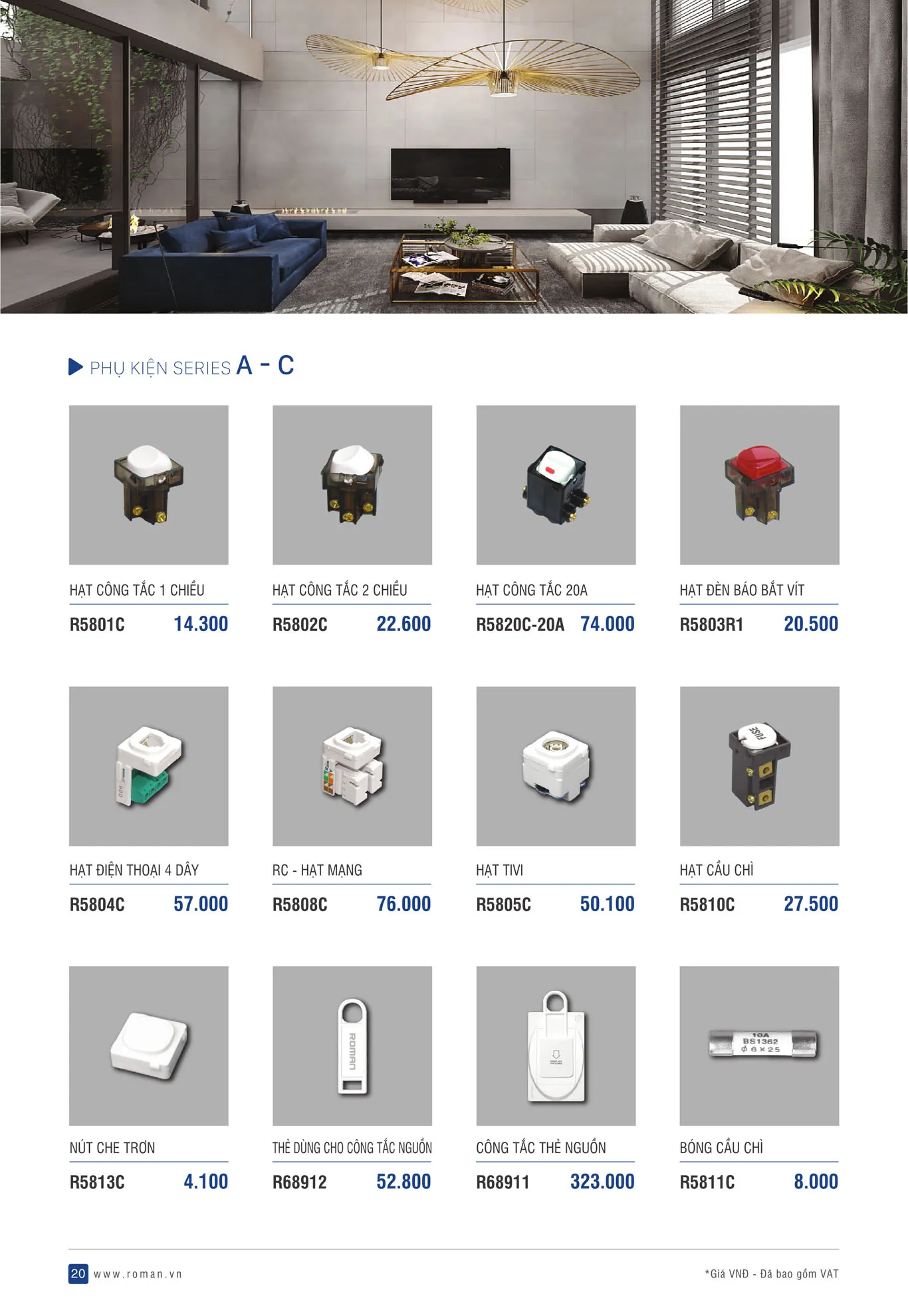 Catalogue Thiết Bị Điện ROMAN 2025 - Trang 20)