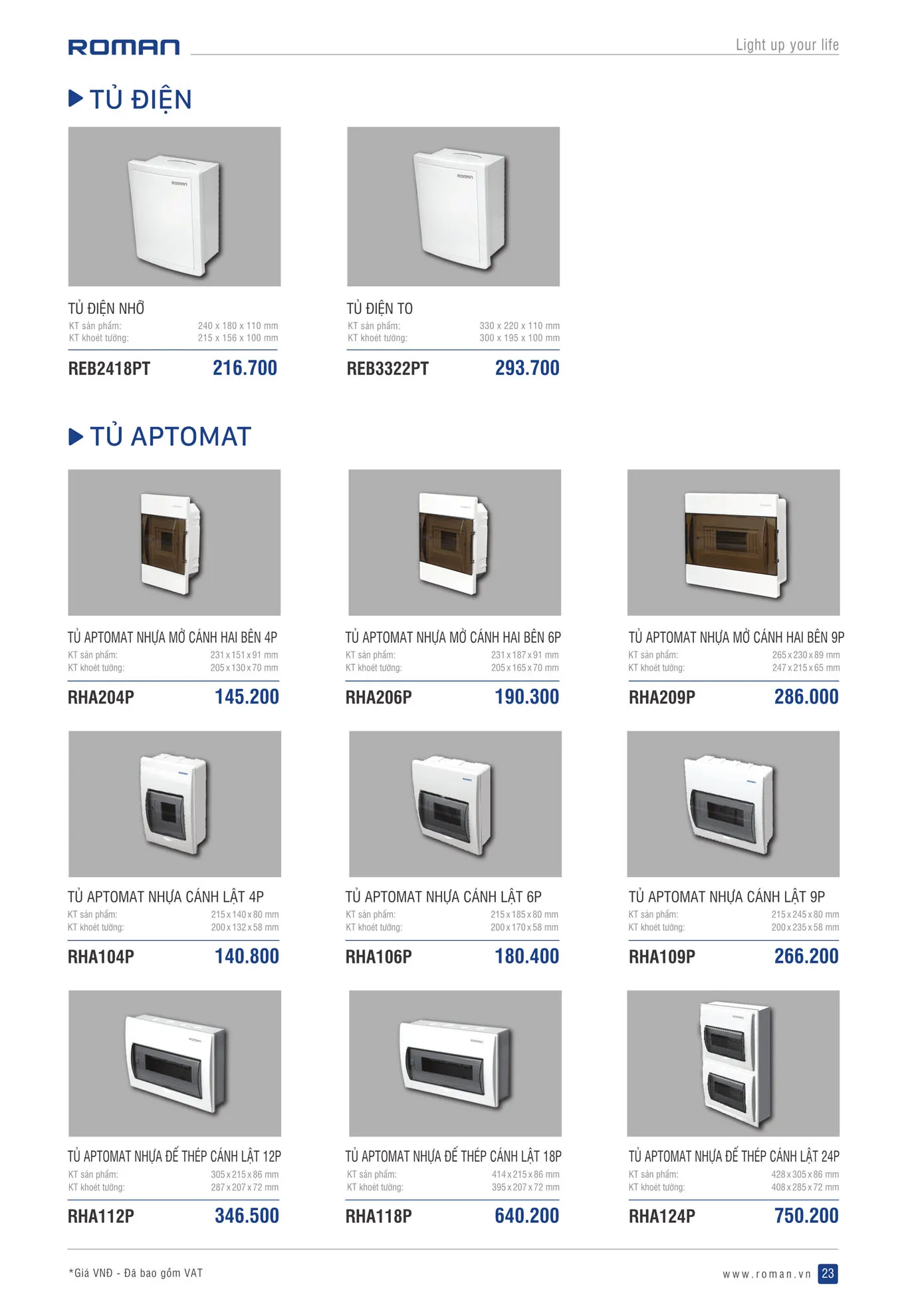 Catalogue Thiết Bị Điện ROMAN 2025 - Trang 23)