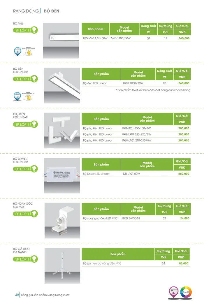 Bảng Giá đèn Rạng Đông 2026 - Trang 48)