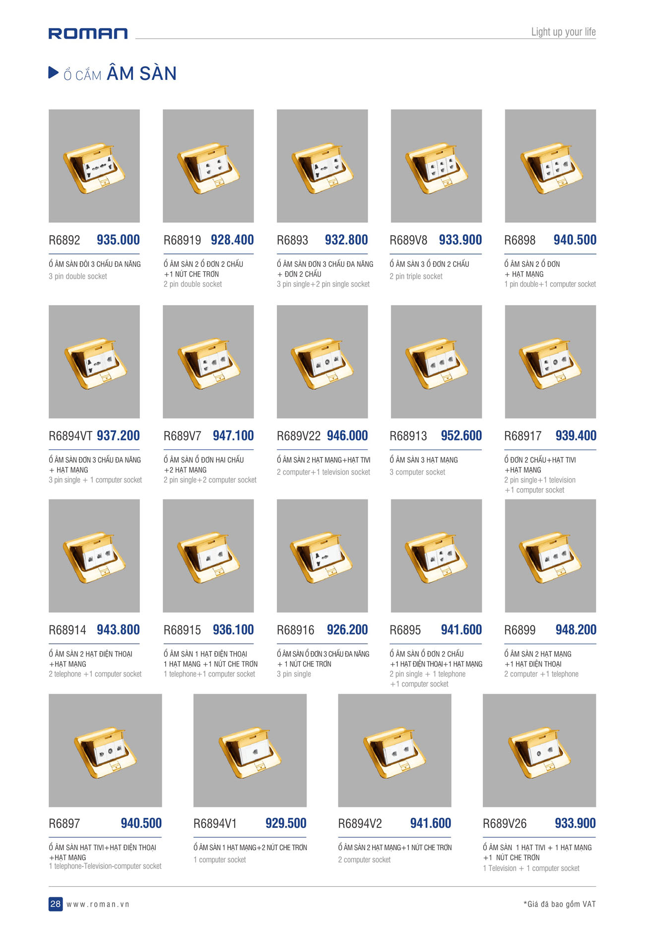 Catalogue Thiết Bị Điện ROMAN 2024 thietbidiendgp.vn