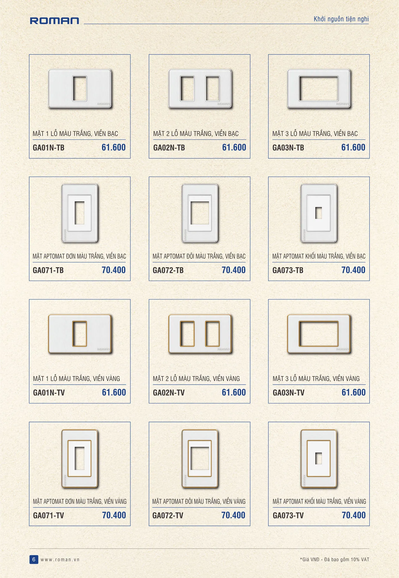 Catalogue Thiết Bị Điện ROMAN 2026 - Trang 37)