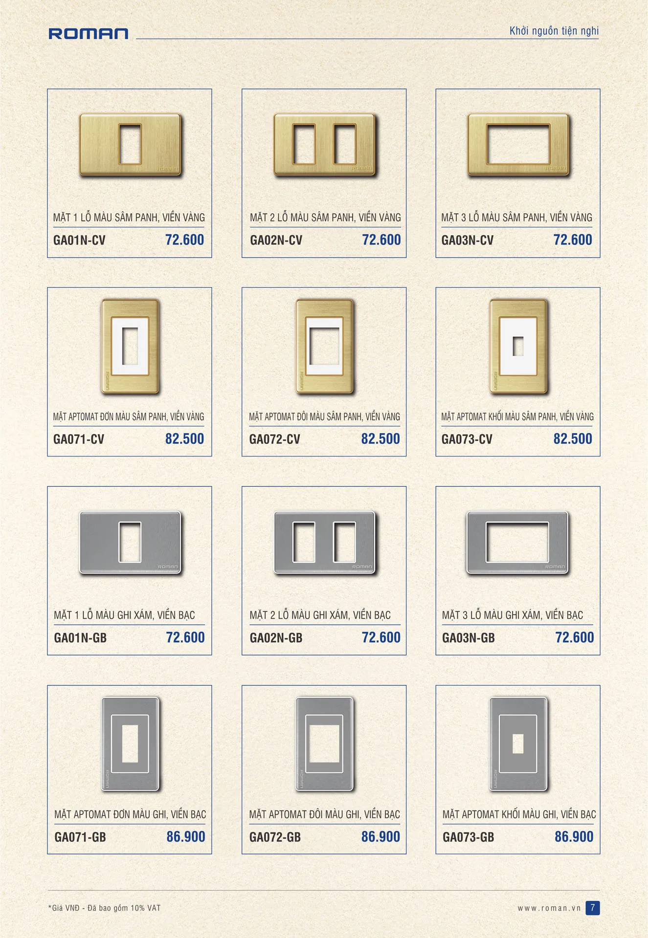 Catalogue Thiết Bị Điện ROMAN 2026 - Trang 38)