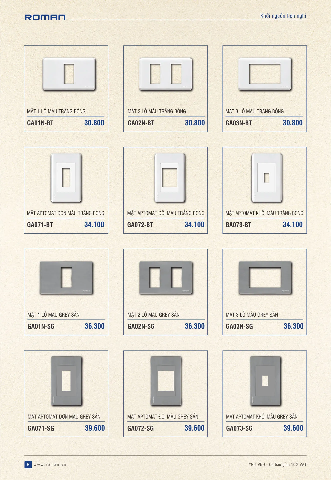 Catalogue Thiết Bị Điện ROMAN 2026 - Trang 39)