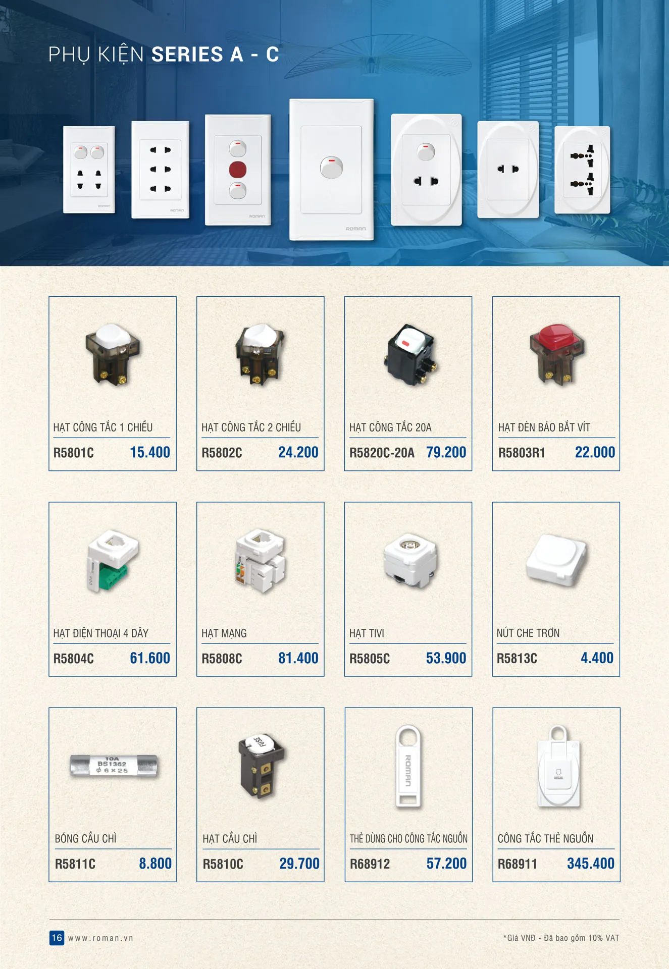 Catalogue Thiết Bị Điện ROMAN 2026 - Trang 47)