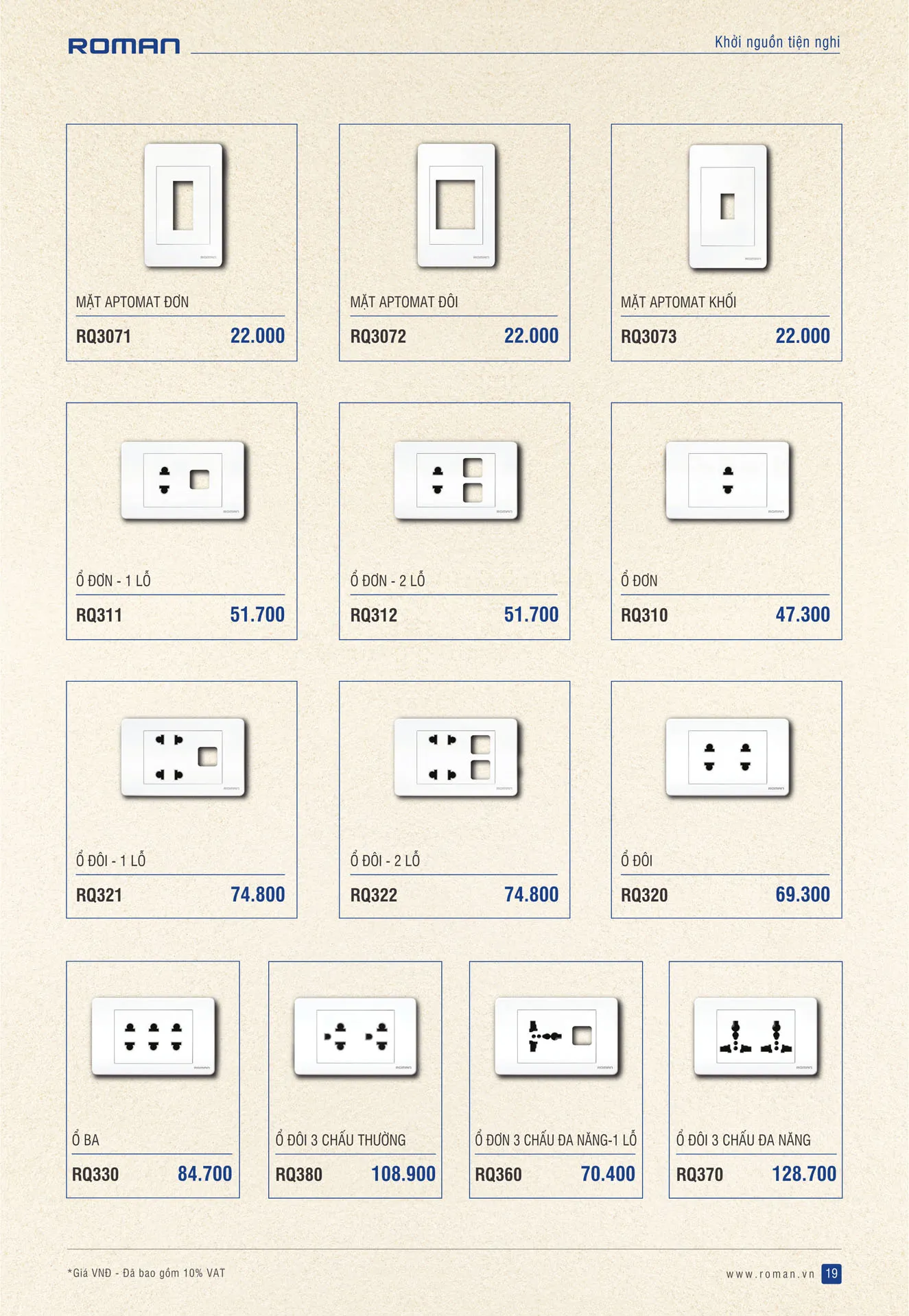 Catalogue Thiết Bị Điện ROMAN 2026 - Trang 50)