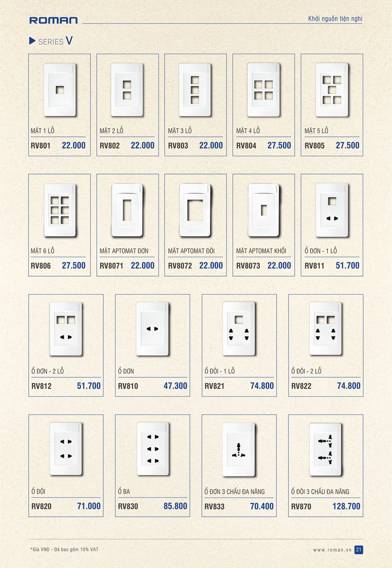 Catalogue Thiết Bị Điện ROMAN 2026 - Trang 52)