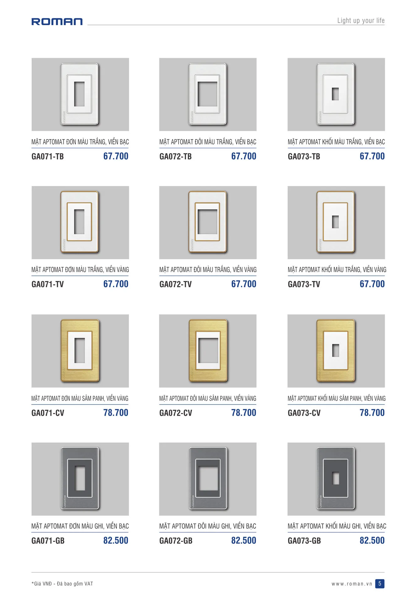 Catalogue Thiết Bị Điện ROMAN 2025 - Trang 5)