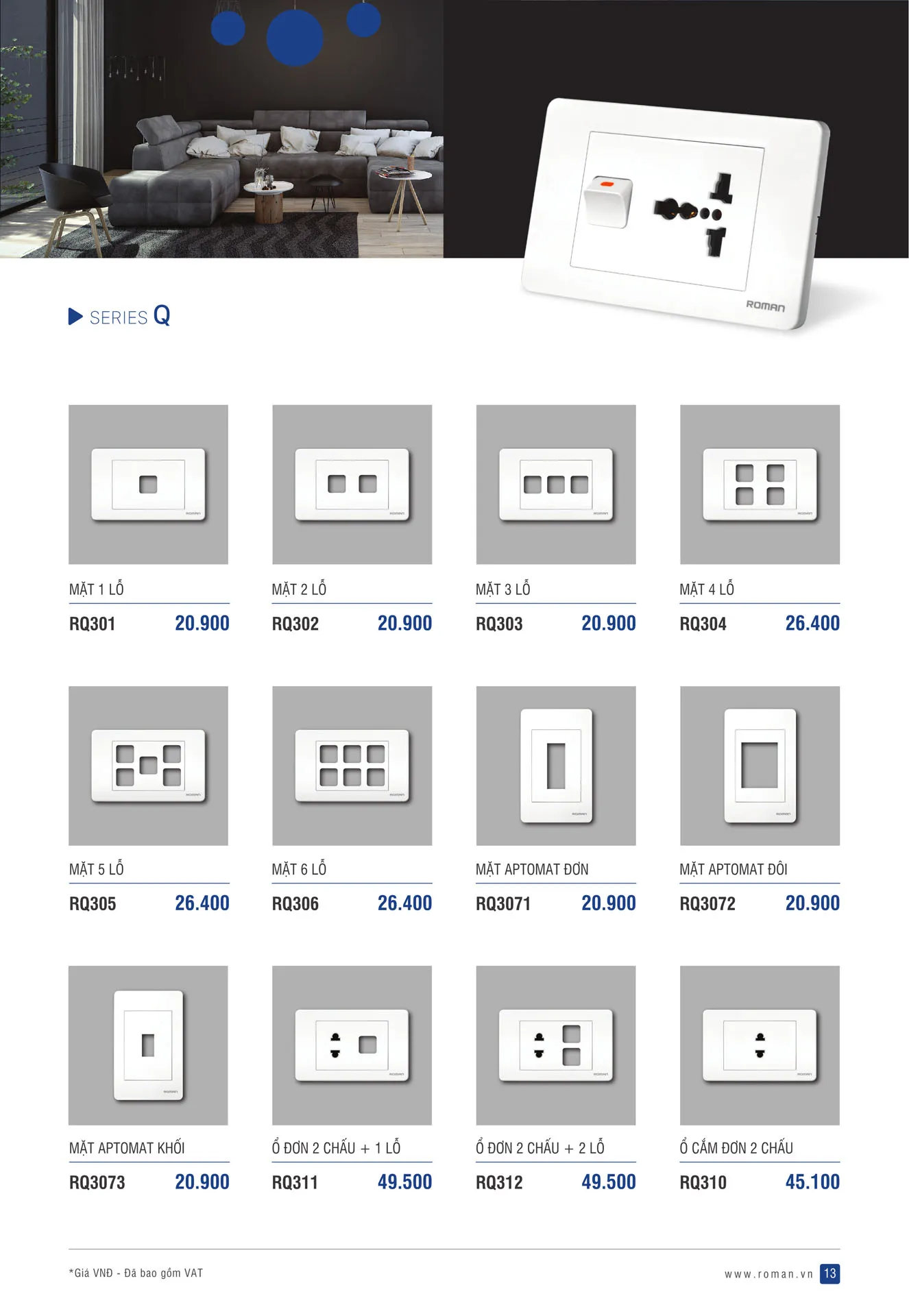 Catalogue Thiết Bị Điện ROMAN 2025 - Trang 13)