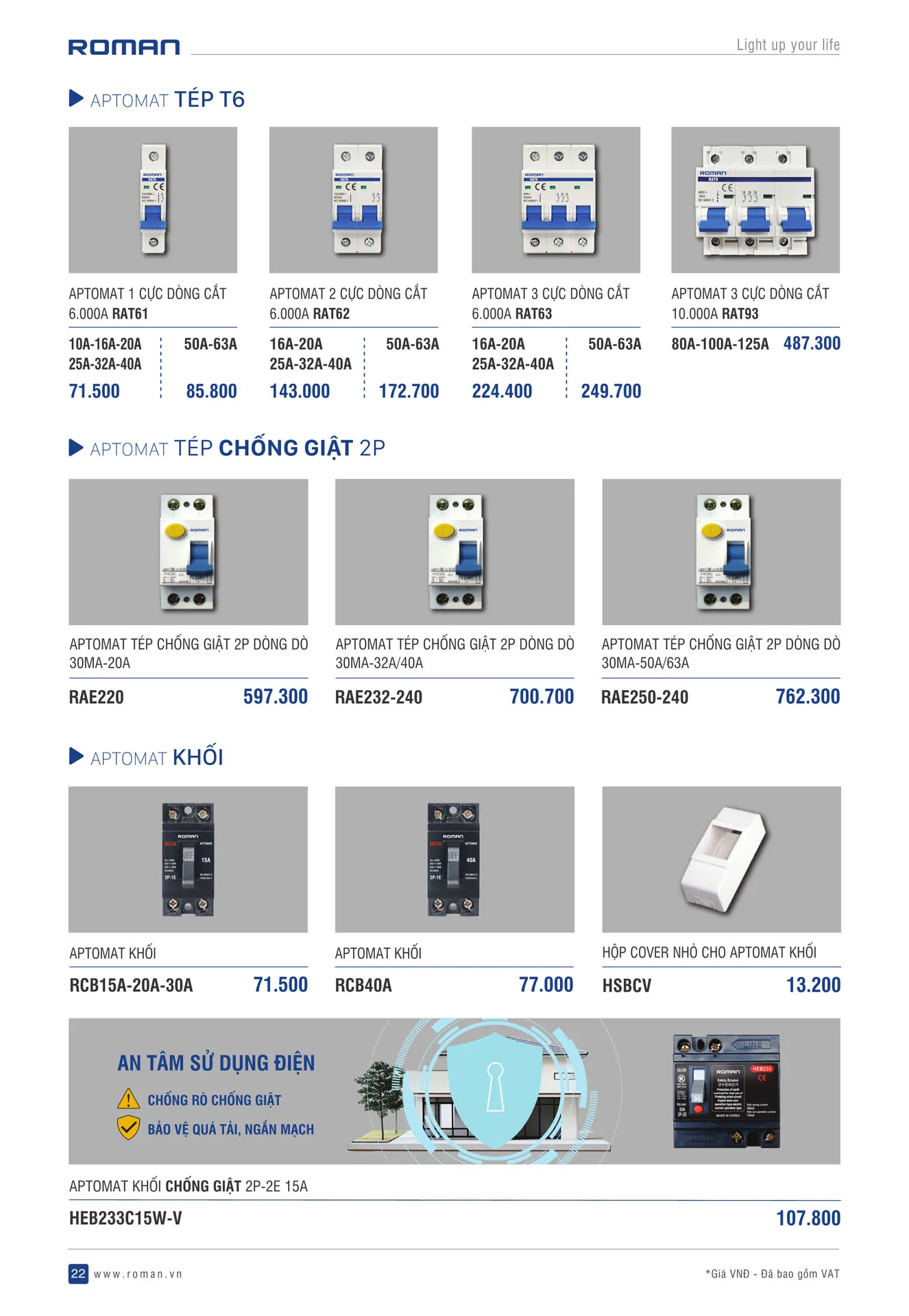 Catalogue Thiết Bị Điện ROMAN 2025 - Trang 22)