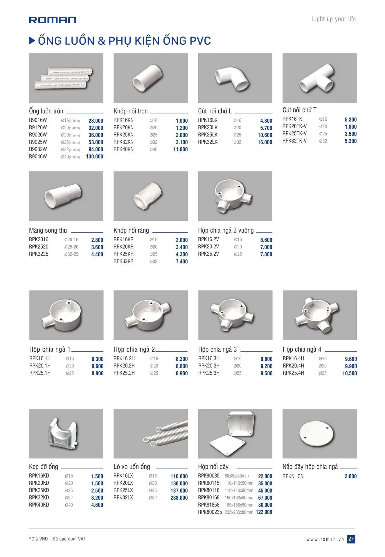 Catalogue Thiết Bị Điện ROMAN 2025 - Trang 27)