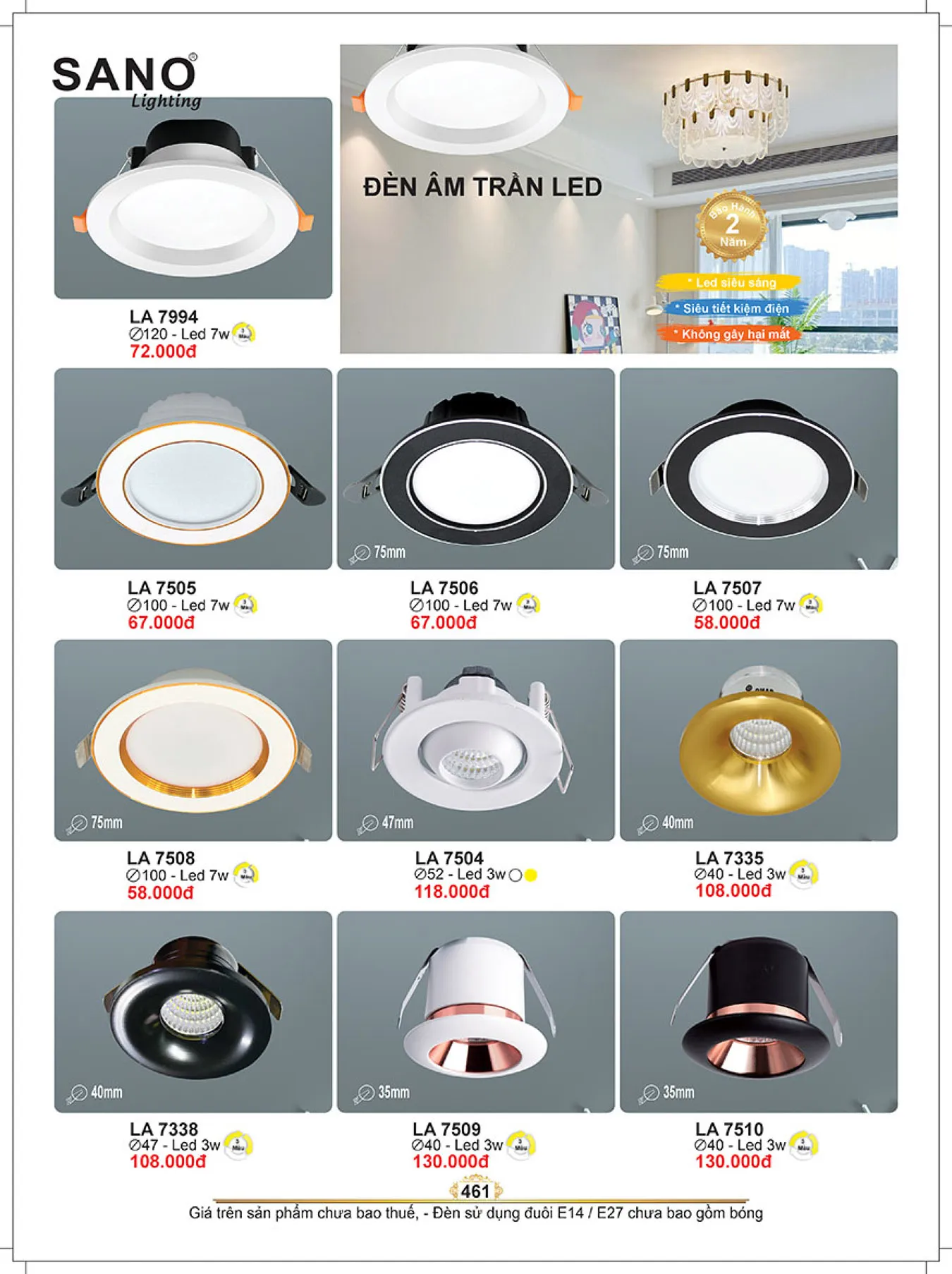 Catalogue ĐÈN SANO 2025 - Trang 462)
