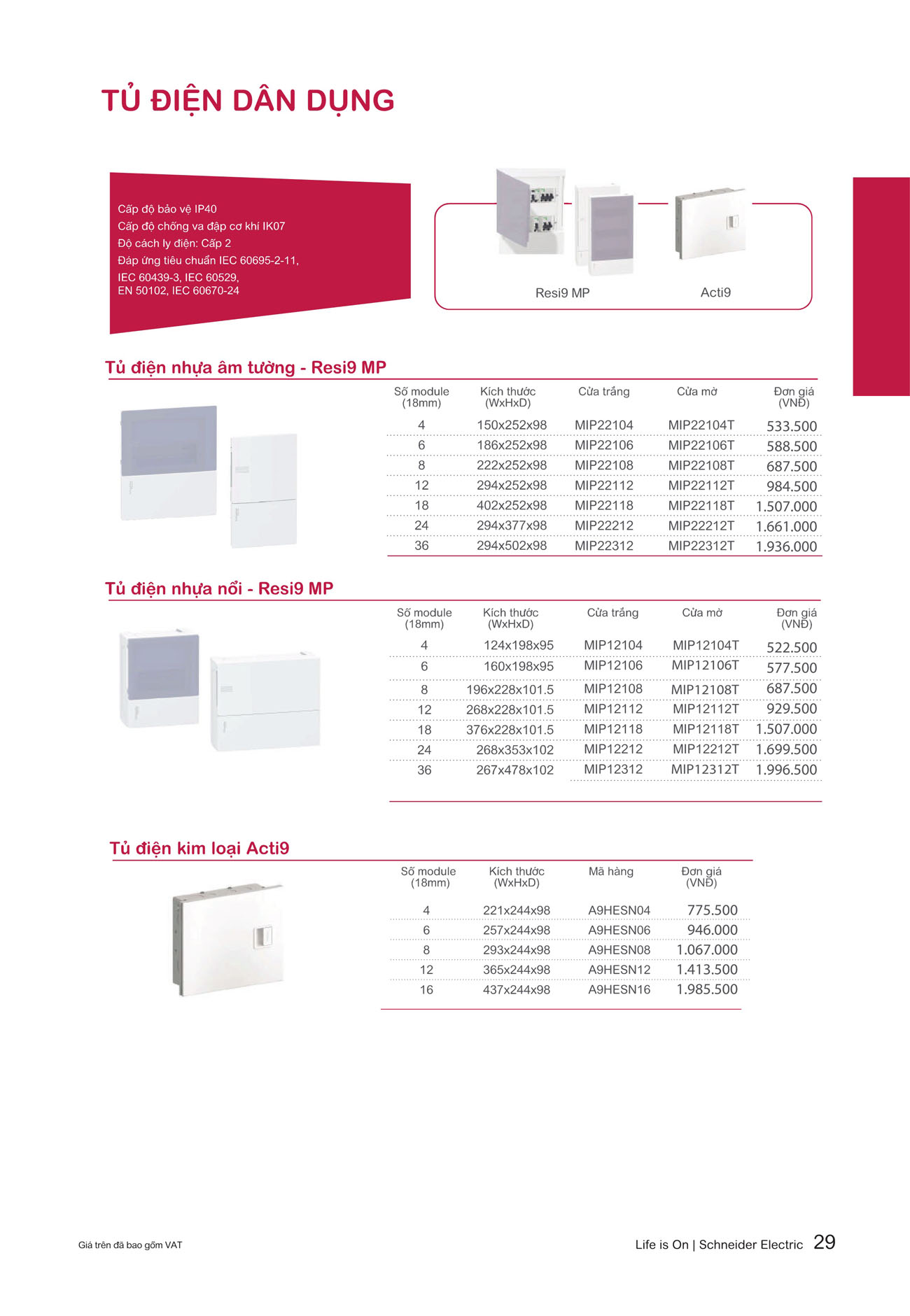 Bảng giá Schneider 2024 (dành cho đại lý) - Trang 29)