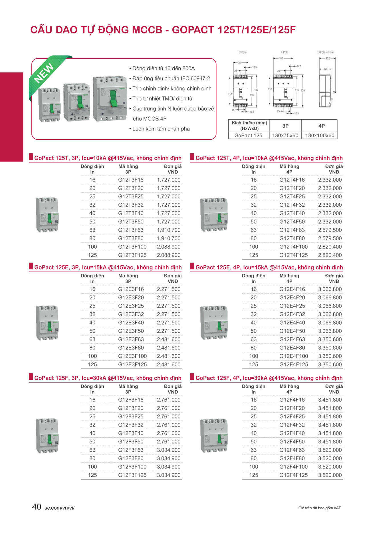 Bảng giá Schneider 2024 (dành cho đại lý) - Trang 40)