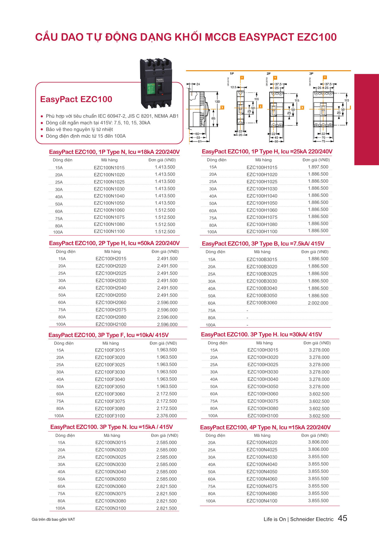 Bảng giá Schneider 2024 (dành cho đại lý) - Trang 45)