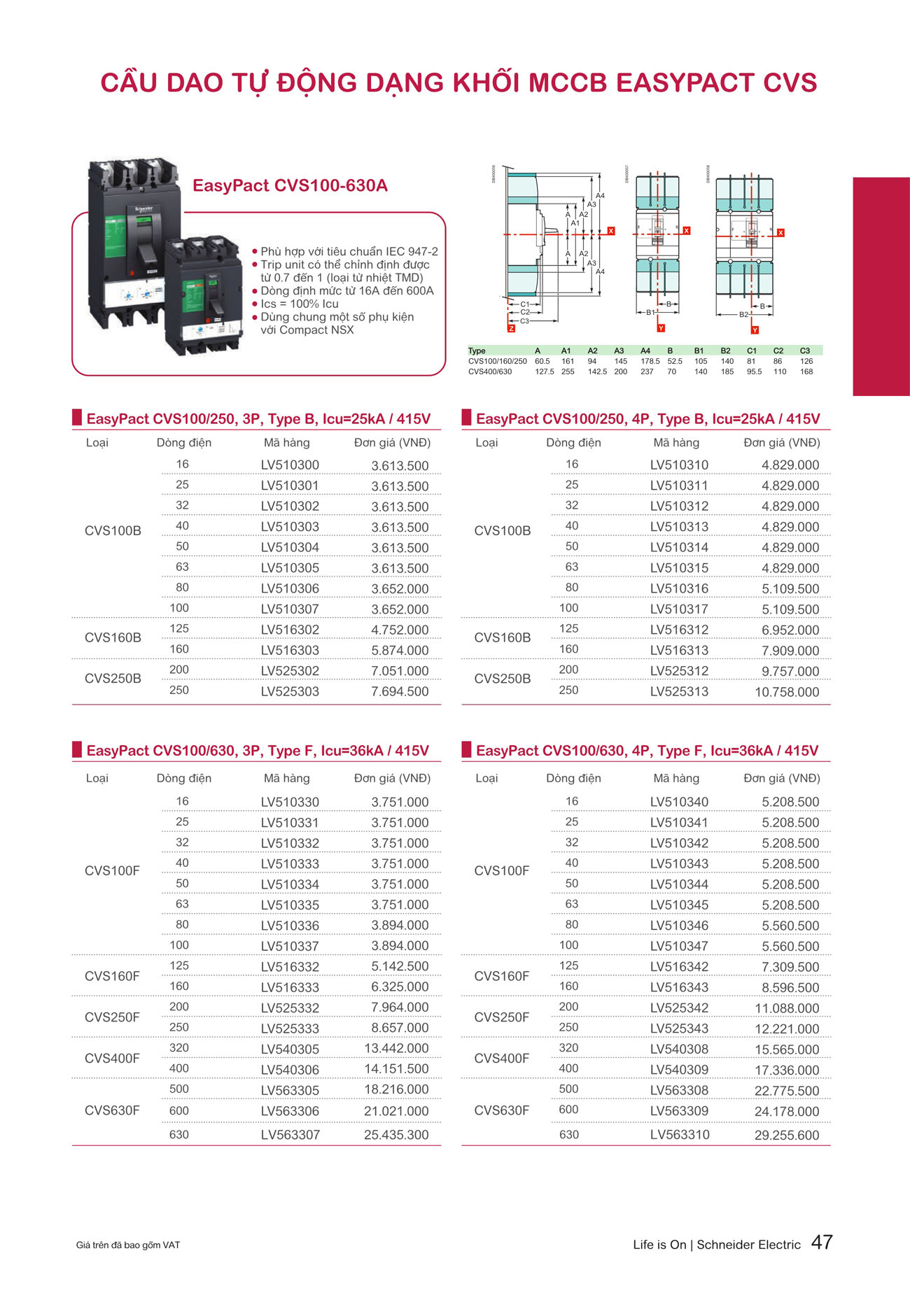 Bảng giá Schneider 2024 (dành cho đại lý) - Trang 47)